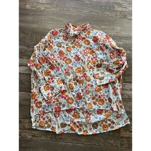 Livro Wimberly Shirt Summer Garden Hi-Low Hem Button Down 100 Cotton Size Large‎